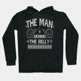 The Man Behind The Belly. Christmas Couples Matching Outfit Hoodie